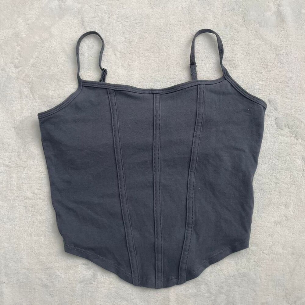 Hollister Corset Tank Top Women's XS Fitted Casual Going Out Party Blue Cropped